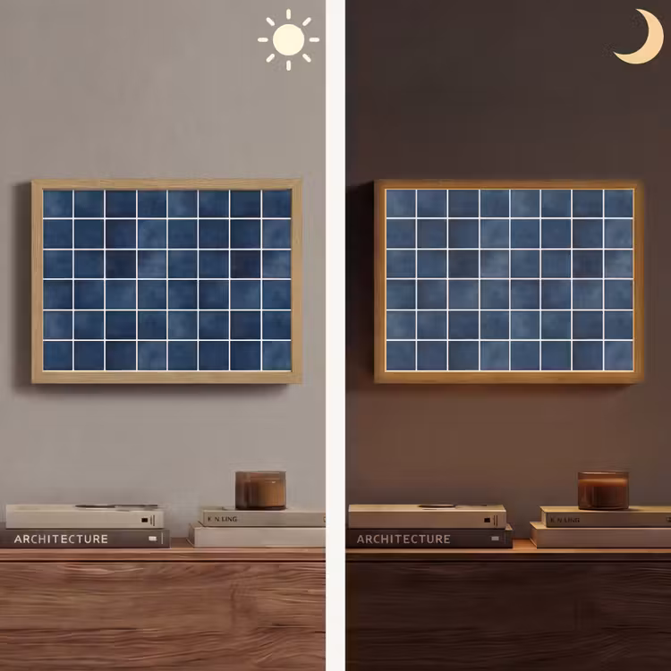 Tegel - Modern - Blauw Light Box met batterij (Wandlamp) middel 907 -sfeer3