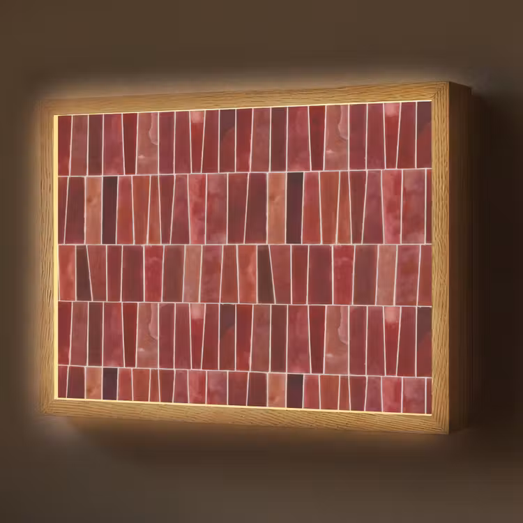 Tegels - Modern - Structuur - Dieprood Light Box met batterij (Wandlamp) middel 907 -z3d_website