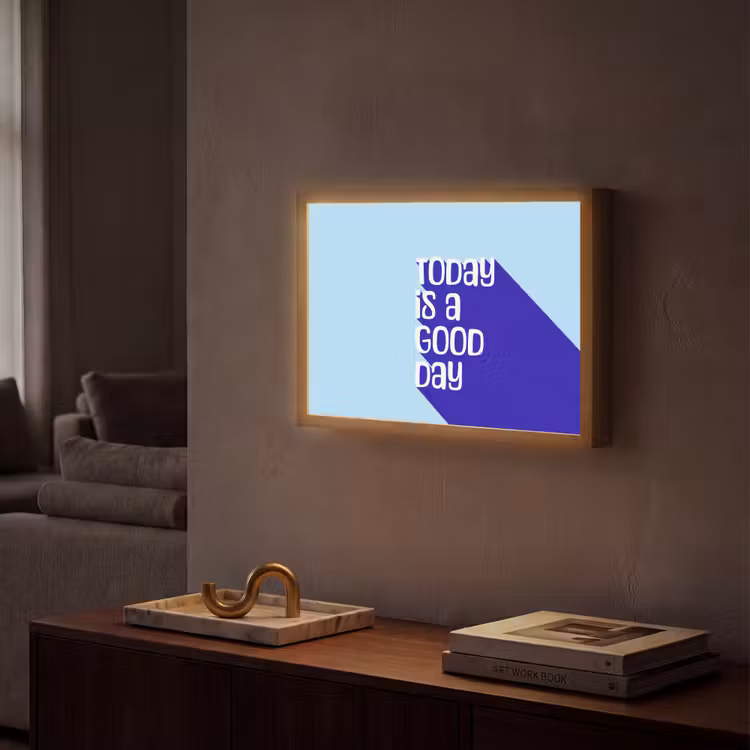 Today is a good day - Blauw - Schaduw Light Box met batterij (Wandlamp) middel -sfeer1