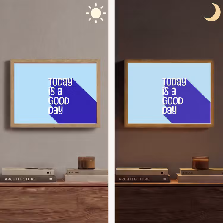 Today is a good day - Blauw - Schaduw Light Box met batterij (Wandlamp) middel -sfeer3
