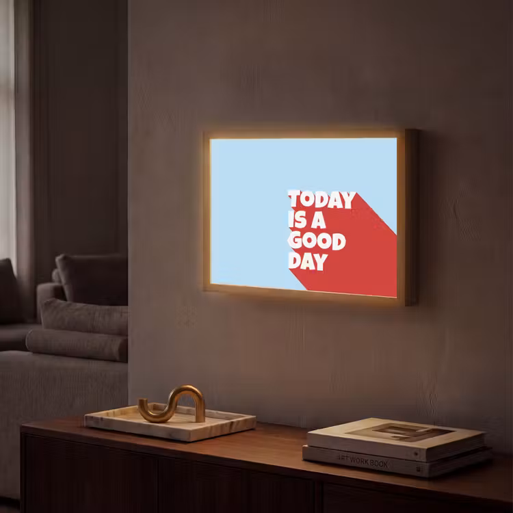 Today is a good day - Rood - lichtblauw Light Box met batterij (Wandlamp) middel -sfeer1