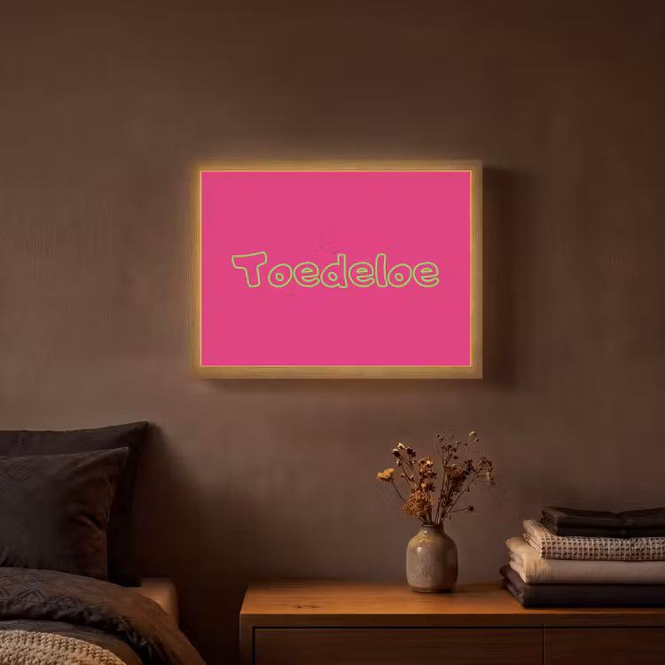 Toedeloe - Groen - Roze Light Box met batterij (Wandlamp) middel -sfeer4