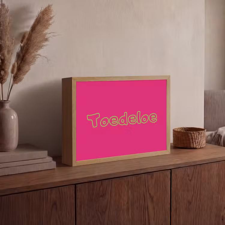 Toedeloe - Groen - Roze Light Box met batterij (Wandlamp) middel -sfeer2