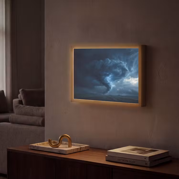 Tornado - Duister - Wolken Light Box met batterij (Wandlamp) middel -sfeer1