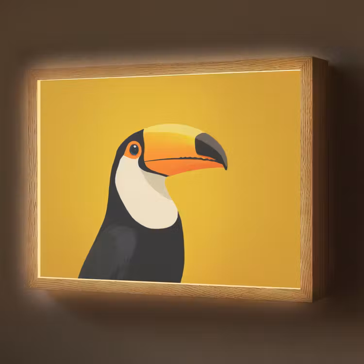 Toekan - Minimalistisch - Snavel - Oranje Light Box met batterij (Wandlamp) middel -z3d_website