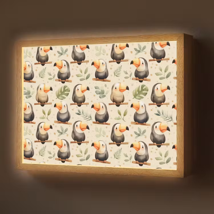 Toekans - Exotisch - Kleurrijk Light Box met batterij (Wandlamp) middel 907 -z3d_website