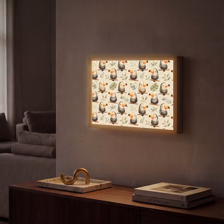 Toekans - Exotisch - Kleurrijk Light Box met batterij (Wandlamp) middel 907 -sfeer1