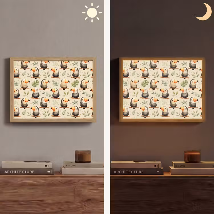 Toekans - Exotisch - Kleurrijk Light Box met batterij (Wandlamp) middel 907 -sfeer3