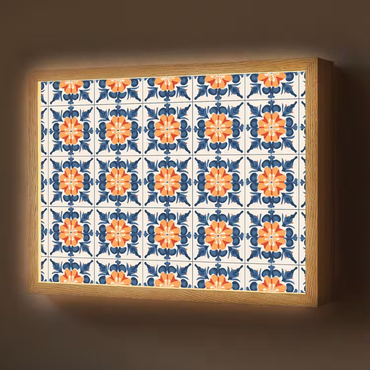 Traditioneel - Tegel - Oranje Light Box met batterij (Wandlamp) middel 907 -z3d_website