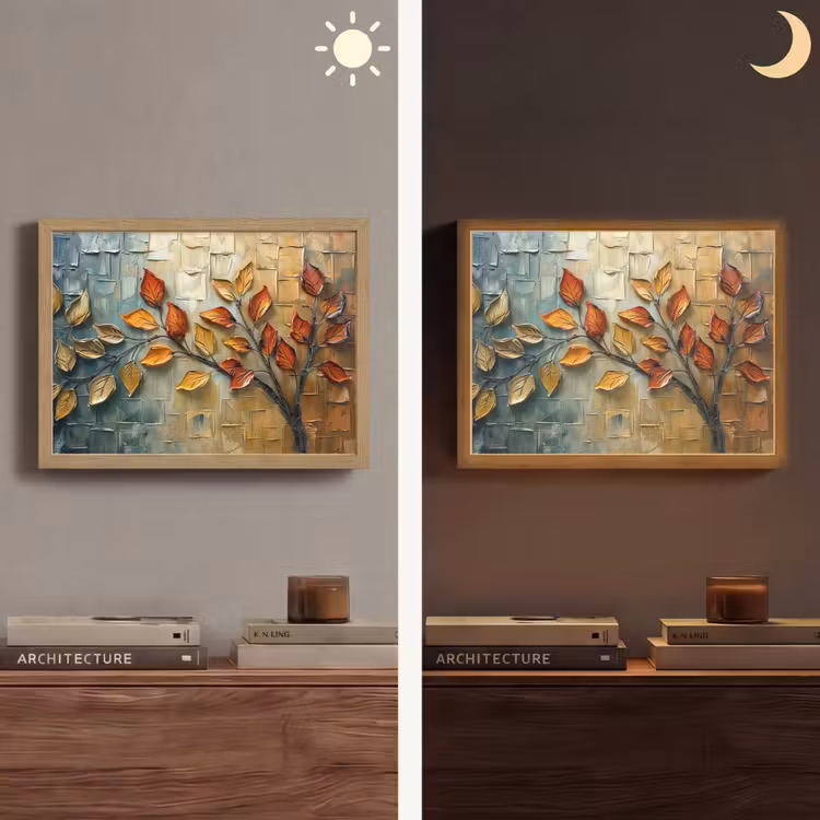 Boom - Abstract - Natuur - Kunst Light Box met batterij (Wandlamp) middel -sfeer3