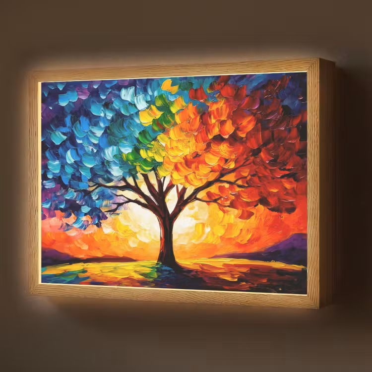 Boom - Kunst - Natuur - Zonsondergang Light Box met batterij (Wandlamp) middel -z3d_website