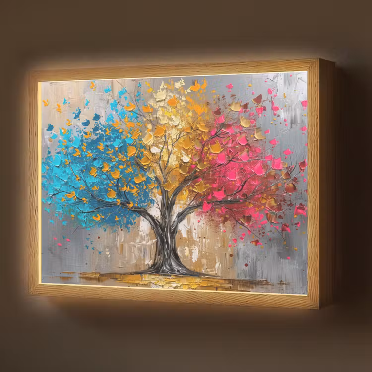 Boom - Kleurrijk - Grijs - Modern Light Box met batterij (Wandlamp) middel -z3d_website