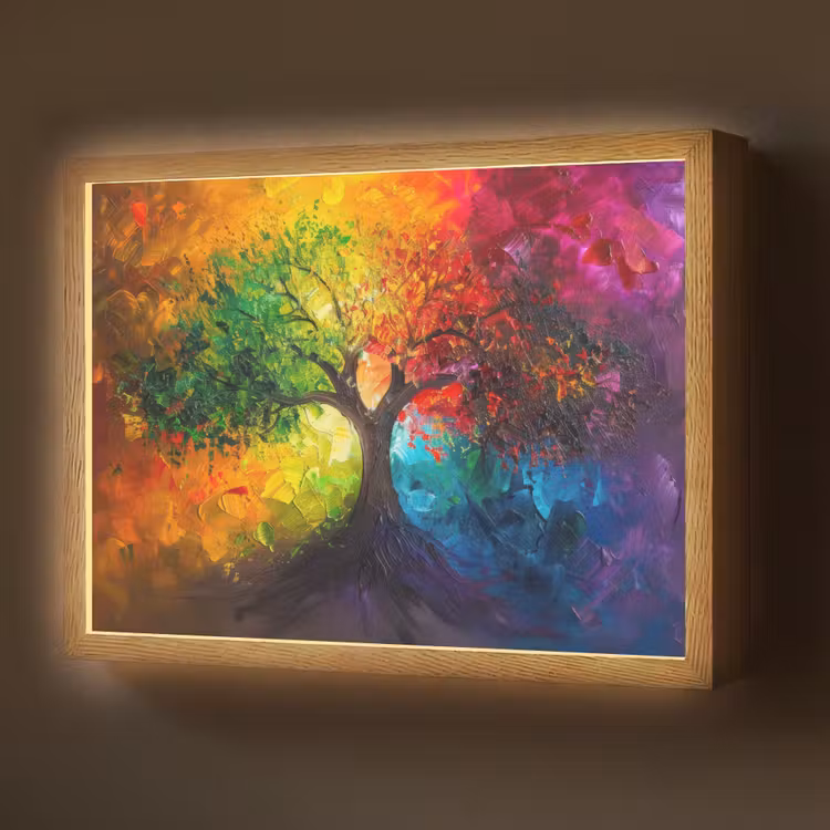Boom - Kleurrijk - Modern - Abstract Light Box met batterij (Wandlamp) middel -z3d_website