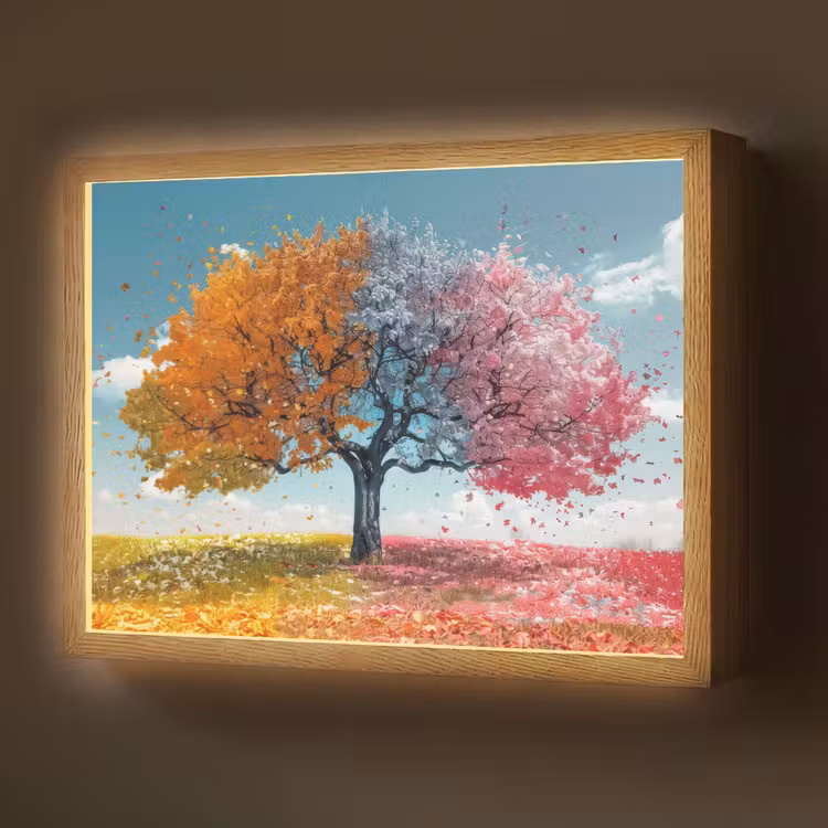Boom - Kleurrijk - Natuur - Levensboom Light Box met batterij (Wandlamp) middel -z3d_website