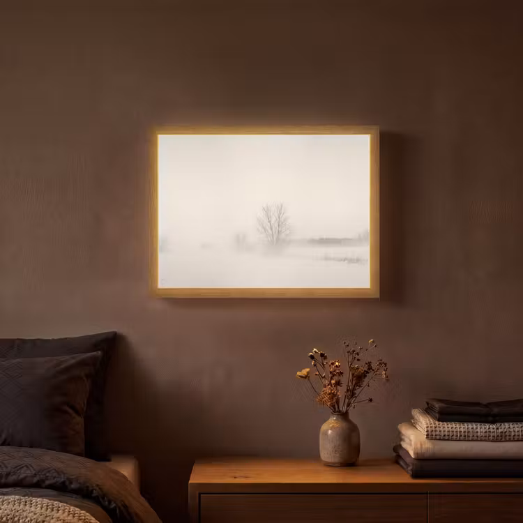 Boom - Mist - Sneeuw - Winter - Minimalistisch Light Box met batterij (Wandlamp) middel -sfeer4