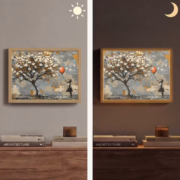 Boom - Graffiti - Banksy Style - Balloon Girl Light Box met batterij (Wandlamp) middel -sfeer3