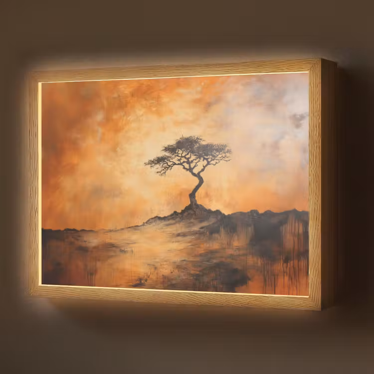 Boom - Landschap - Oranje Light Box met batterij (Wandlamp) middel -z3d_website