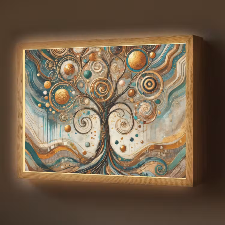 Levensboom - Boom - Abstract - Modern Light Box met batterij (Wandlamp) middel -z3d_website