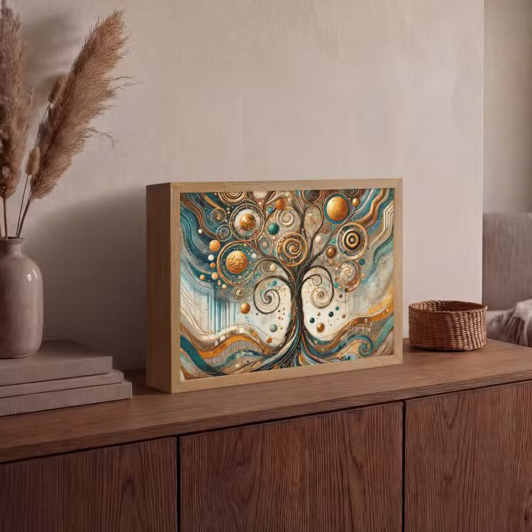 Levensboom - Boom - Abstract - Modern Light Box met batterij (Wandlamp) middel -sfeer2