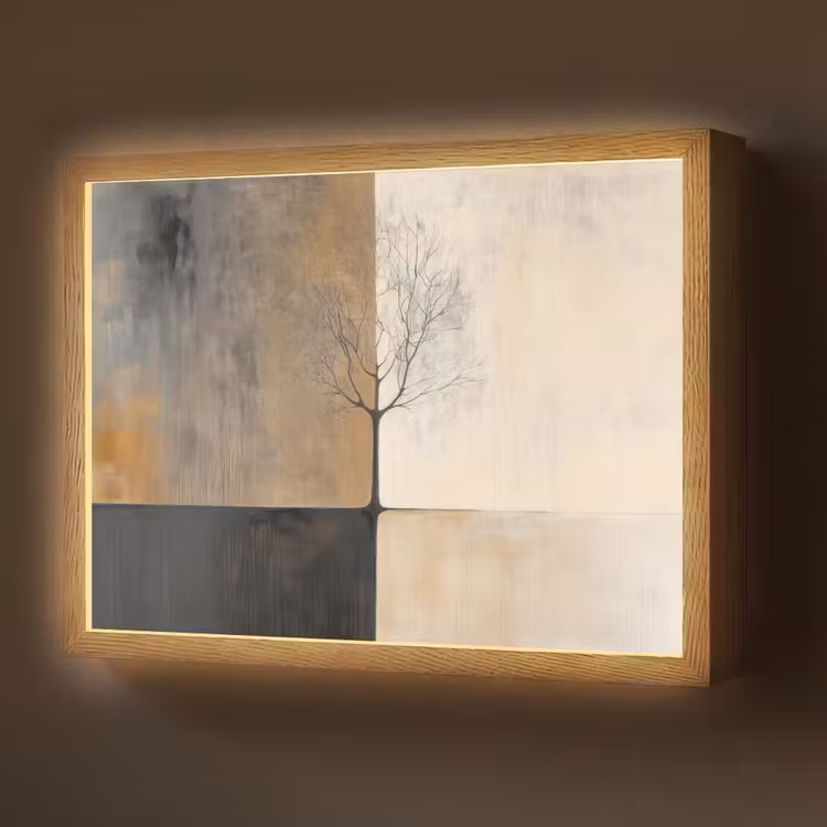 Boom - Vlakken - Takken - Kleurverloop Light Box met batterij (Wandlamp) middel -z3d_website
