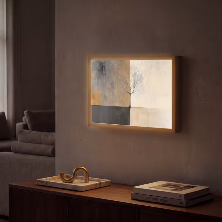 Boom - Vlakken - Takken - Kleurverloop Light Box met batterij (Wandlamp) middel -sfeer1