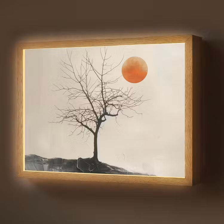 Boom - Zon - Modern - Landschap Light Box met batterij (Wandlamp) middel -z3d_website