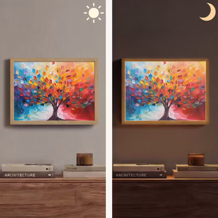 Boom - Levensboom - Kleurrijk - Abstract Light Box met batterij (Wandlamp) middel -sfeer3