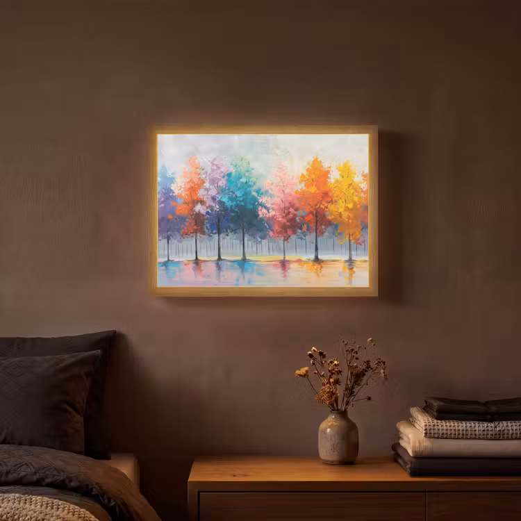 Bomen - Kleurrijk - Natuur - Abstract Light Box met batterij (Wandlamp) middel -sfeer4
