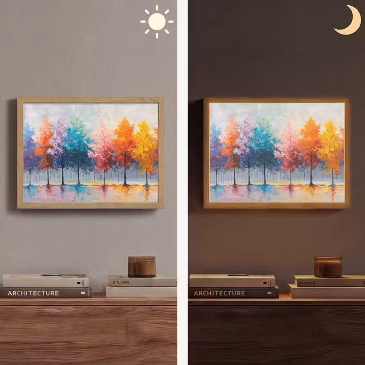 Bomen - Kleurrijk - Natuur - Abstract Light Box met batterij (Wandlamp) middel -sfeer3