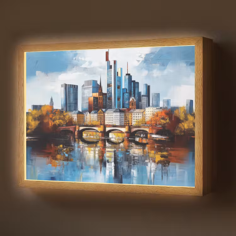 Bomen Frankfurt- Stad - Skyline - Brug Light Box met batterij (Wandlamp) middel -z3d_website