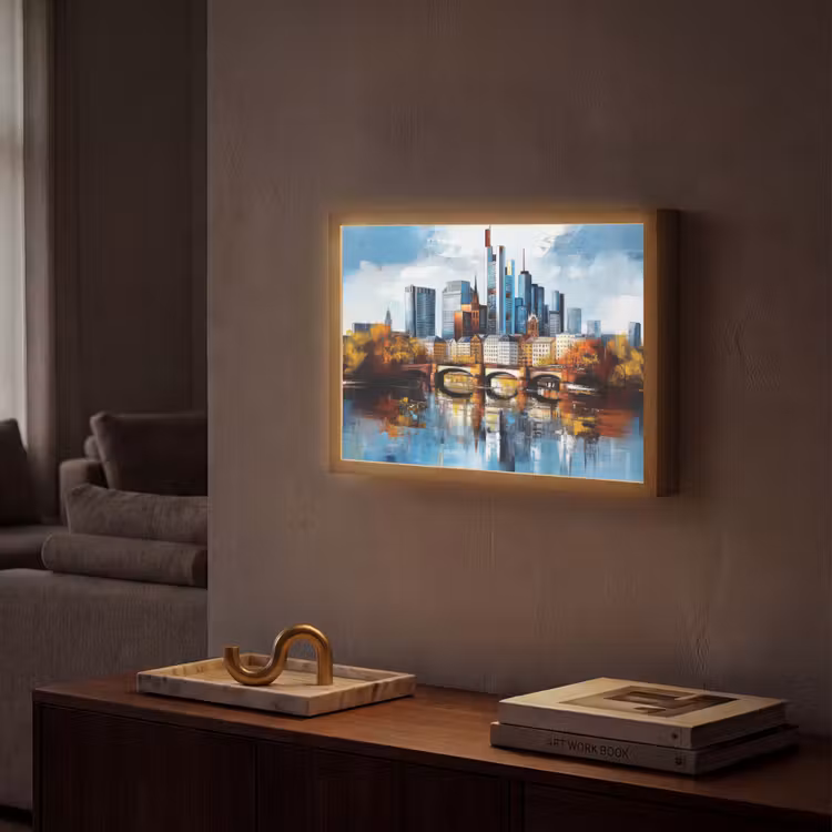 Bomen Frankfurt- Stad - Skyline - Brug Light Box met batterij (Wandlamp) middel -sfeer1