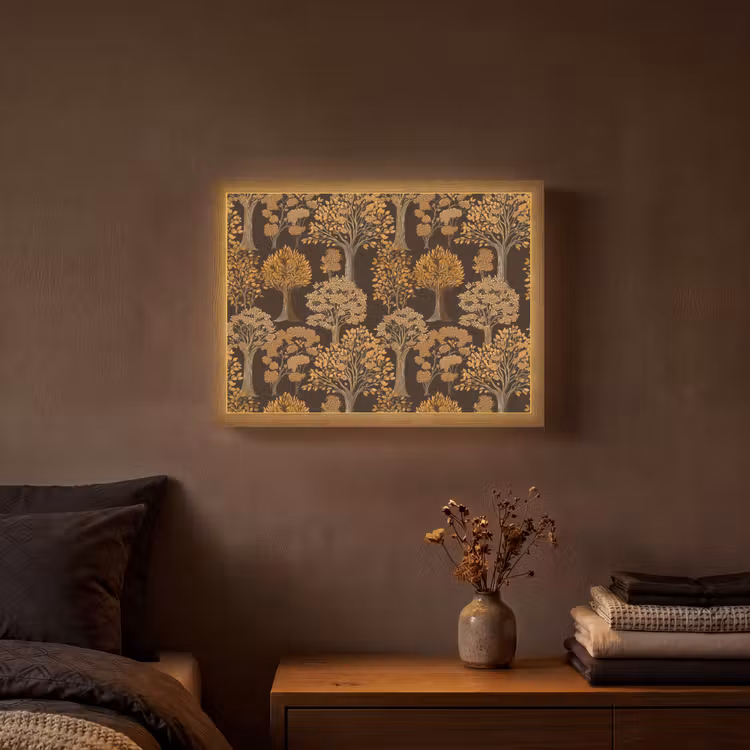 Bomen - Patroon - Bruin Light Box met batterij (Wandlamp) middel 907 -sfeer4