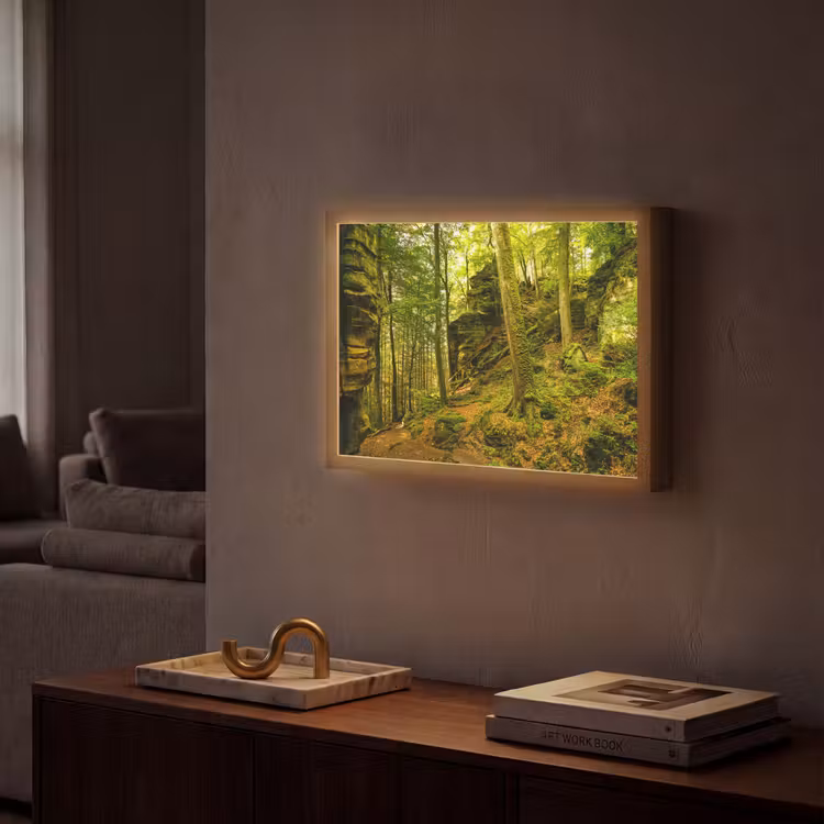Bomen - Steen - Bos - Natuur - Planten Light Box met batterij (Wandlamp) middel -sfeer1