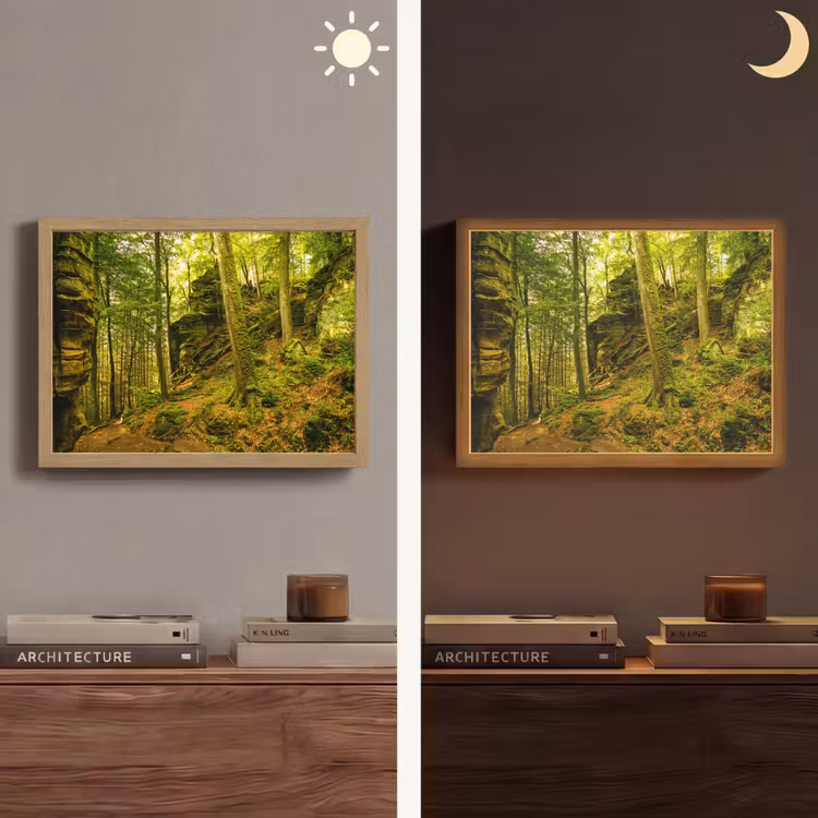 Bomen - Steen - Bos - Natuur - Planten Light Box met batterij (Wandlamp) middel -sfeer3