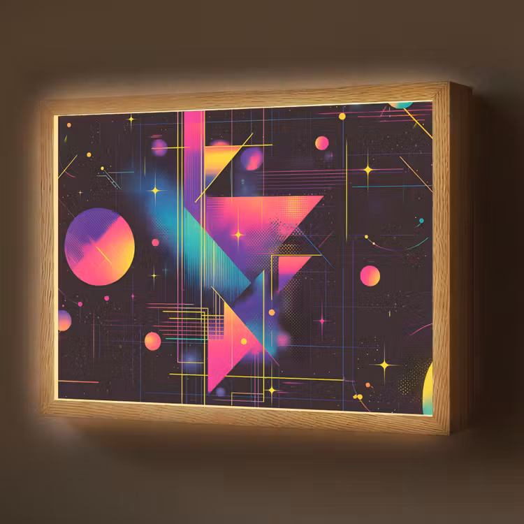 Driehoeken - Cirkels - Abstract - Sterren Light Box met batterij (Wandlamp) middel -z3d_website