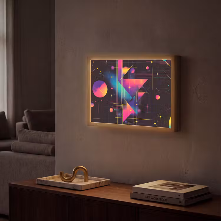 Driehoeken - Cirkels - Abstract - Sterren Light Box met batterij (Wandlamp) middel -sfeer1