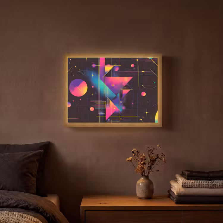 Driehoeken - Cirkels - Abstract - Sterren Light Box met batterij (Wandlamp) middel -sfeer4