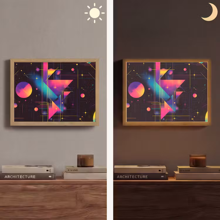 Driehoeken - Cirkels - Abstract - Sterren Light Box met batterij (Wandlamp) middel -sfeer3