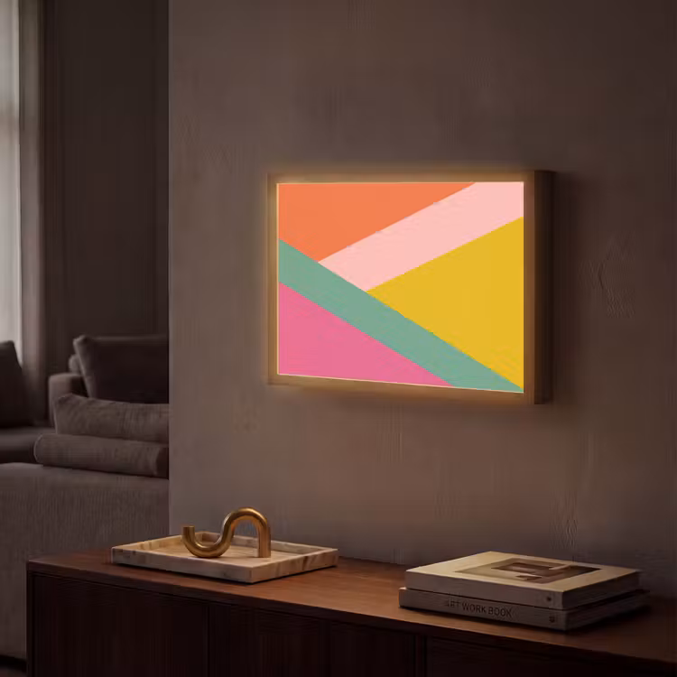 Driehoeken - Kleurrijk - Abstract Light Box met batterij (Wandlamp) middel -sfeer1