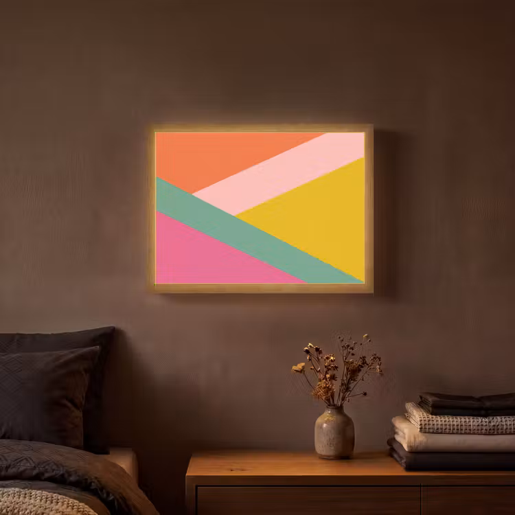 Driehoeken - Kleurrijk - Abstract Light Box met batterij (Wandlamp) middel -sfeer4