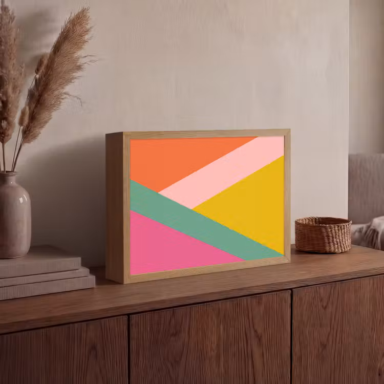 Driehoeken - Kleurrijk - Abstract Light Box met batterij (Wandlamp) middel -sfeer2