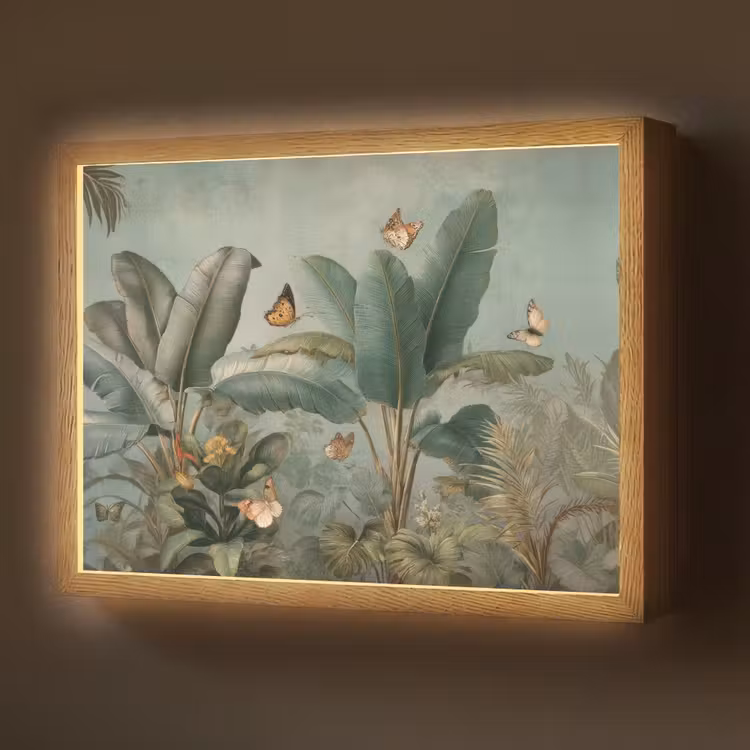 Tropisch bladerdek - Vlinders - groen - Bruin Light Box met batterij (Wandlamp) middel -z3d_website