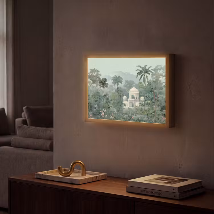 Tropische tuin - Koepelgebouw - Bloemen Light Box met batterij (Wandlamp) middel -sfeer1
