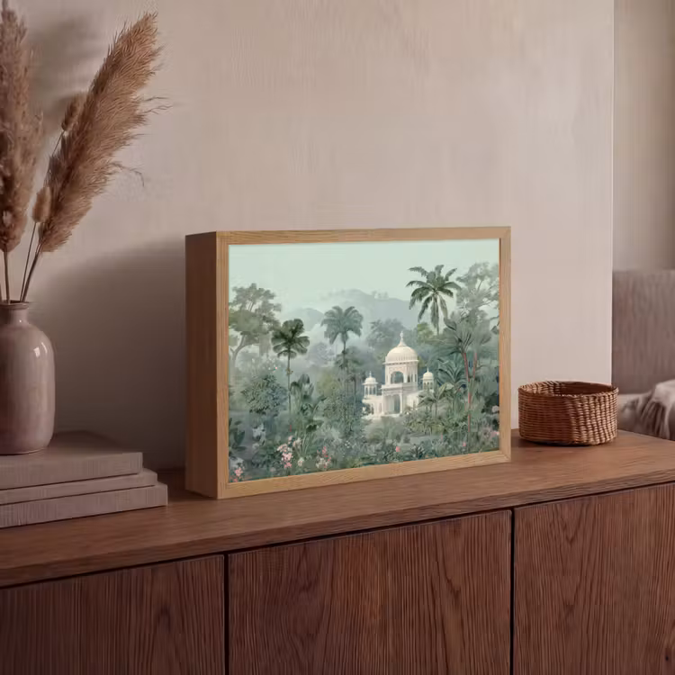 Tropische tuin - Koepelgebouw - Bloemen Light Box met batterij (Wandlamp) middel -sfeer2