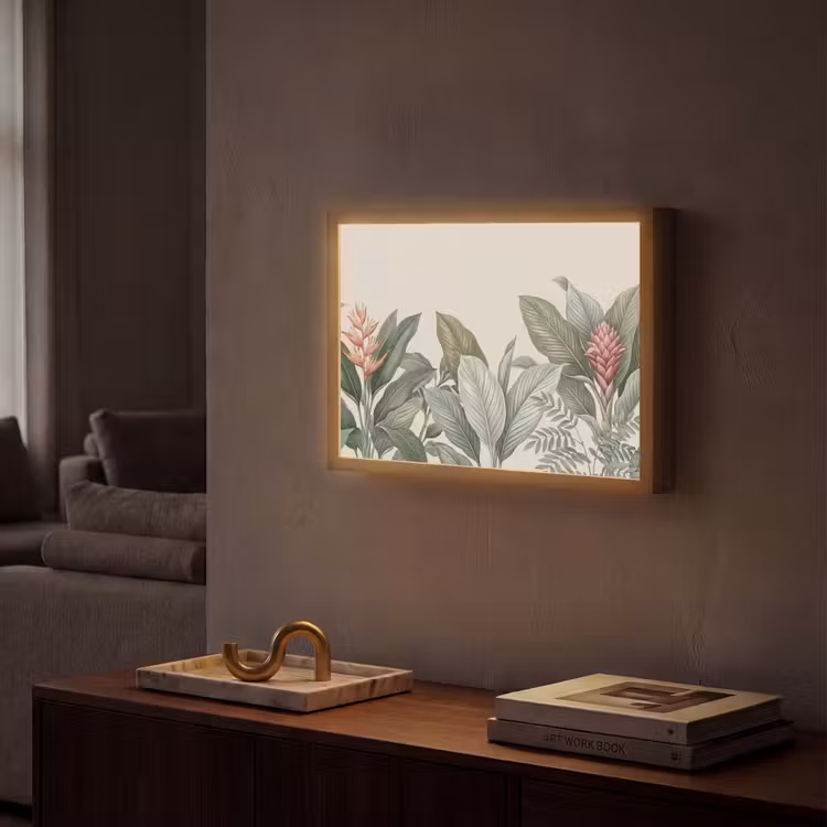 Tropisch - Planten - Modern - Groen Light Box met batterij (Wandlamp) middel -sfeer1