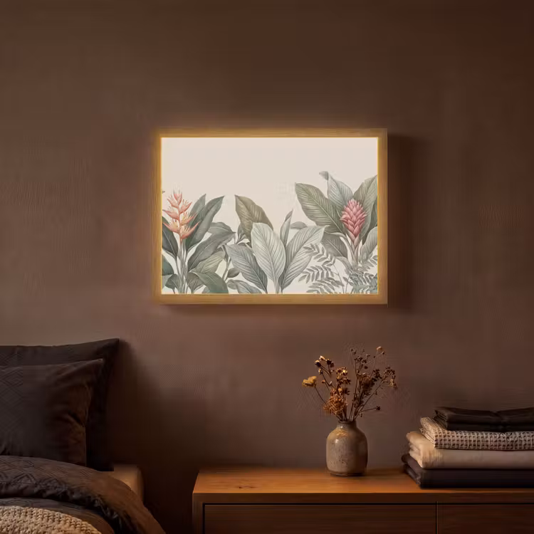 Tropisch - Planten - Modern - Groen Light Box met batterij (Wandlamp) middel -sfeer4