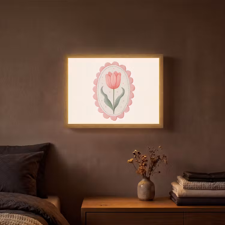 Tulp - Lijst - Ovaal - Illustratie Light Box met batterij (Wandlamp) middel -sfeer4