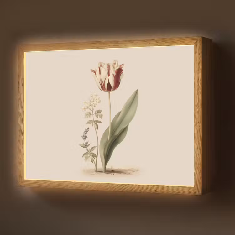 Tulp - Minimalistisch - Beige Light Box met batterij (Wandlamp) middel -z3d_website