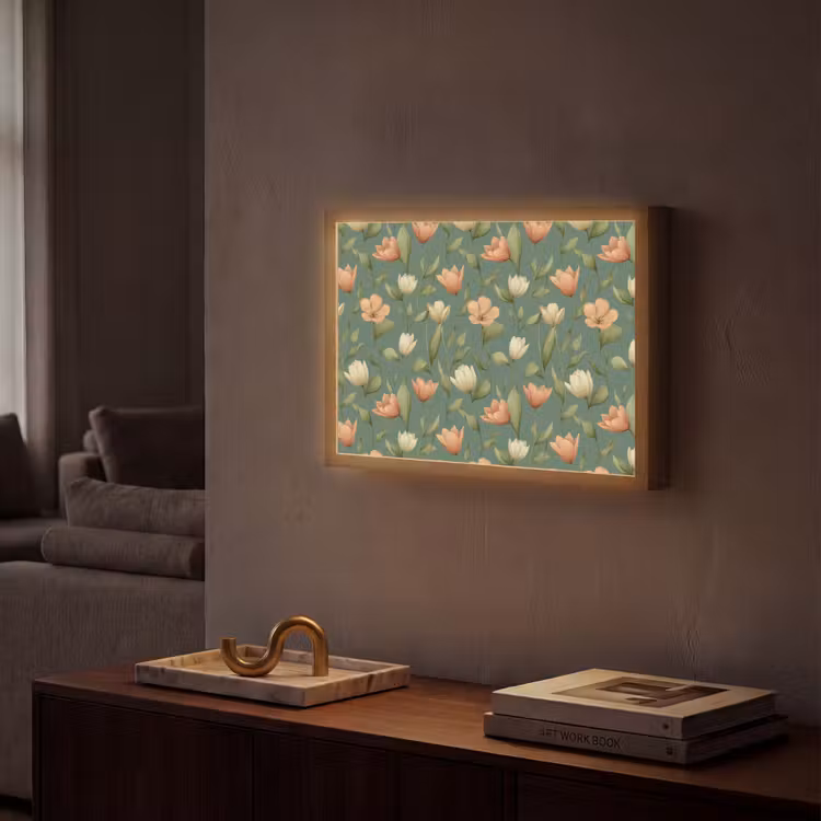 Tulpen - Botanisch - Groen Light Box met batterij (Wandlamp) middel 907 -sfeer1