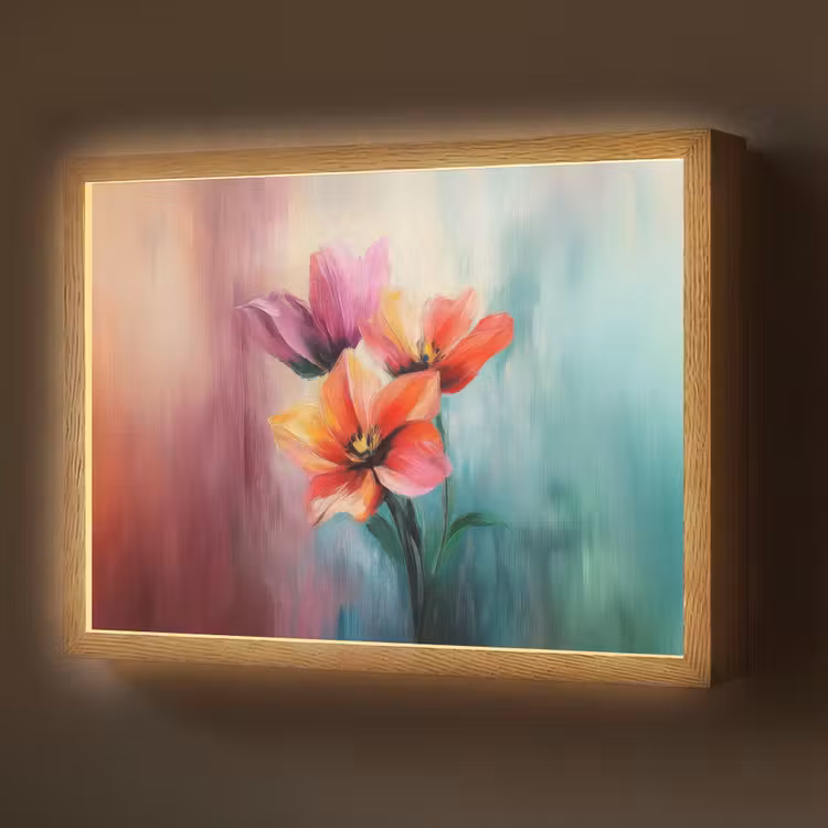 Tulpen - Lichtreflecties - Kleurverloop Light Box met batterij (Wandlamp) middel -z3d_website